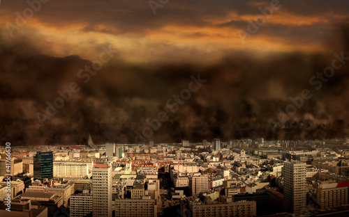 Naklejka na drzwi apocalypse doomsday in the city