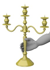 Wall Mural - 3d render of cartoon character with candlestick