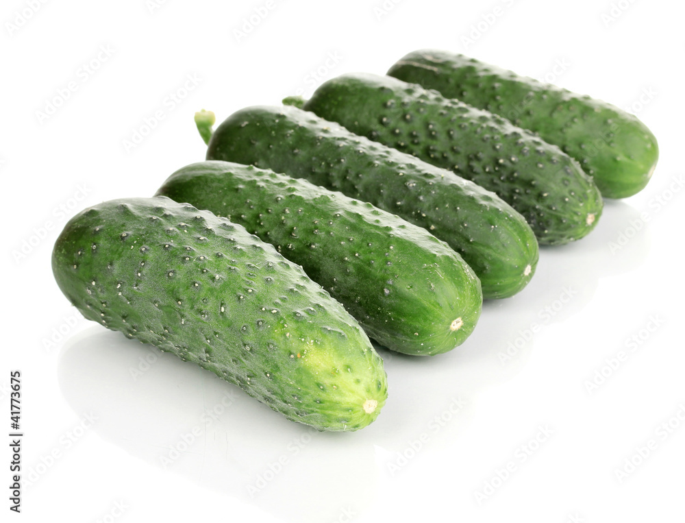 Fresh cucumbers isolated on white