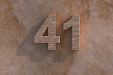 The Number 41 Carved From Marble On Marble Base