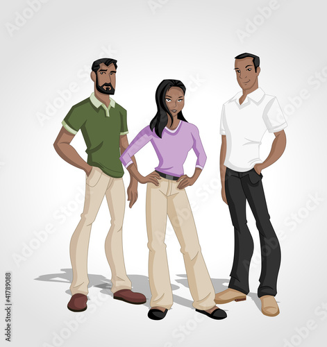 Group of cartoon black people