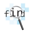 Internet search concept.  Magnifier & abstract pixel background.