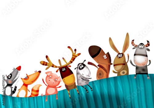 Obraz w ramie Animal set background