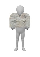 Canvas Print - 3d render of cartoon character with ten commandments