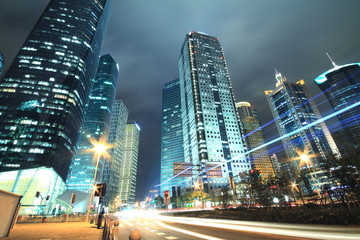 Wall Mural - Long exposure photographs of urban night dusk Highway Traffic