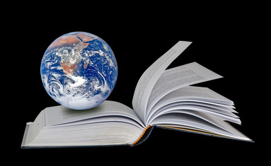 Wall Mural - Planet Earth on book.Elements of this image furnished by NASA