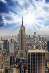 Poster - Manhattan Skyline with Empire State and Tall Skyscrapers