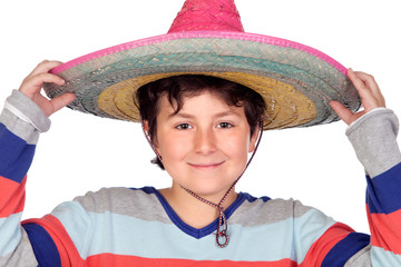 Poster - Adorable boy with a Mexican hat