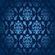 Dark Blue Seamless Flowers/Leafs Pattern