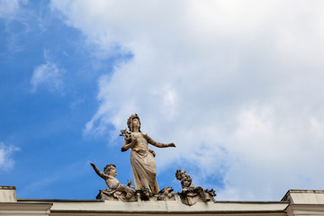 Statues on the Top of Palace in Porec, Croatia