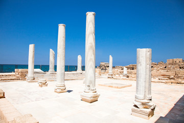 Wall Mural - Marble pillars in Caesarea. Israel.