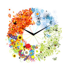 Design Of Clock. Four Seasons, Concept.