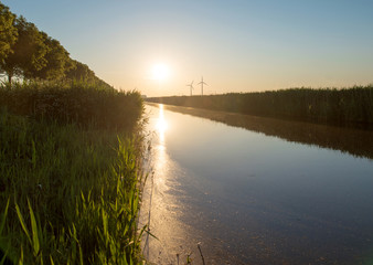 Dawn over a canal in spring