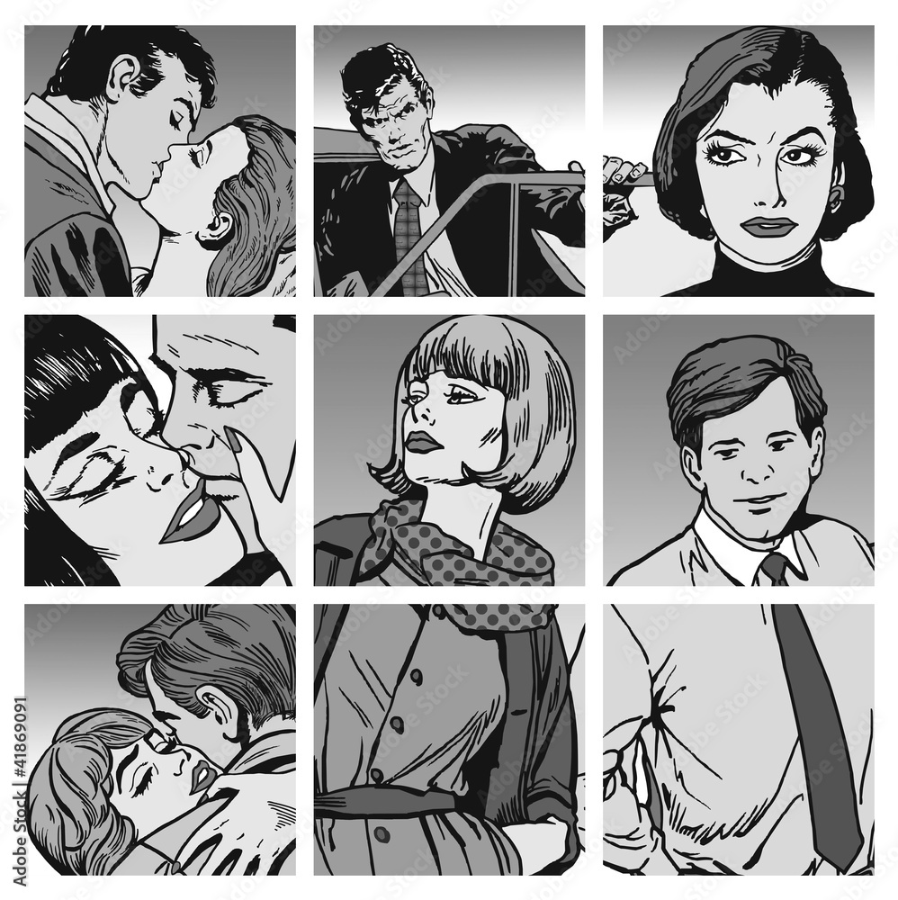 czarno-biale-komiksowe-zdjecia-milosnej-pary