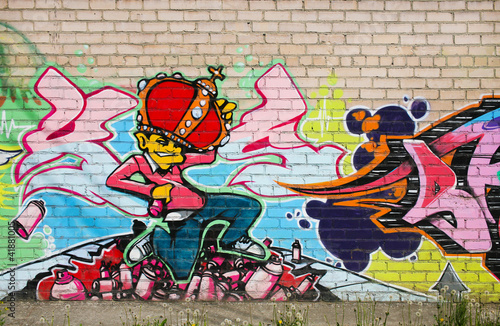 Naklejka na szybę graffiti on brick wall