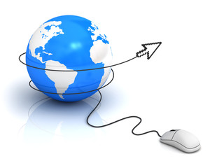 Poster - Earth globe and computer mouse, Internet concept