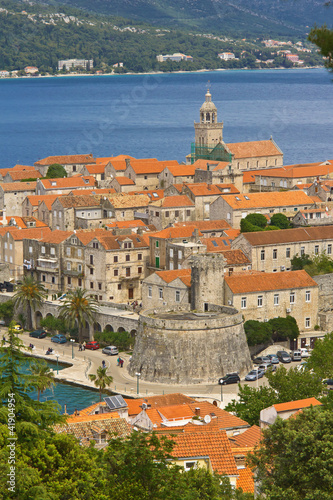 Obraz na płótnie canvas czteroczęściowy "tetraptyk" Pejzaż z korcula. 