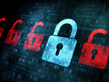 Security Concept: Lock On Digital Screen