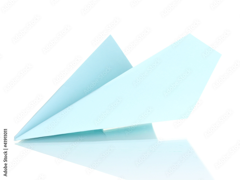 Origami paper airplane isolated on white