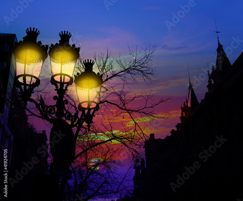 Fotoboard na płycie Barcelona rambla catalunya streetlights