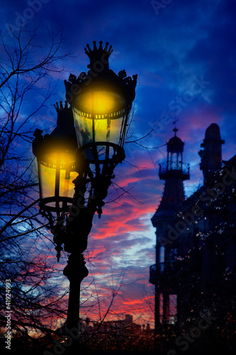 Fotoboard na płycie Barcelona rambla catalunya streetlights