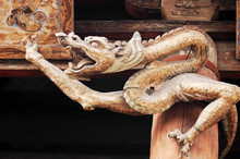 Ancient Wood Carving Art Of Dragon