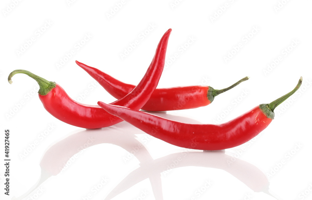 Red hot chili peppers isolated on white