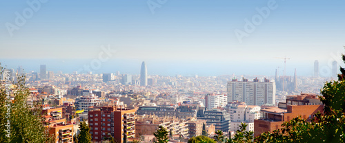 Fotoboard na płycie Barcelona skyline z widokiem na Morze Śródziemne