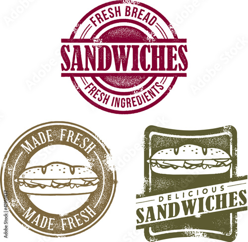 Naklejka dekoracyjna Vintage Style Sandwich Stamps