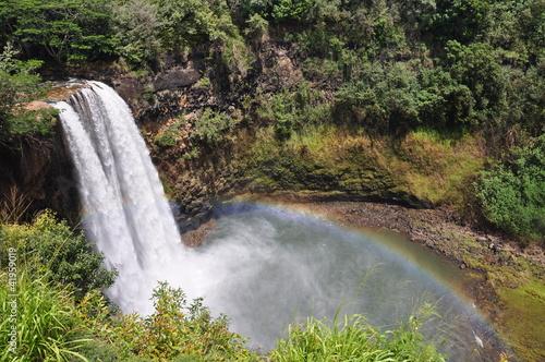 Obraz na płótnie canvas trzyczęściowy "tryptyk" Wailua wasserfall, kauai, hawaii