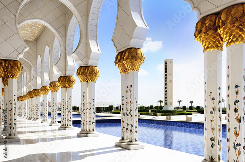 Board z aluminiowym obramowaniem Biały meczet w Abu dhabi