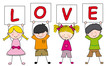 © sonia - niños sujetando la palabra amor