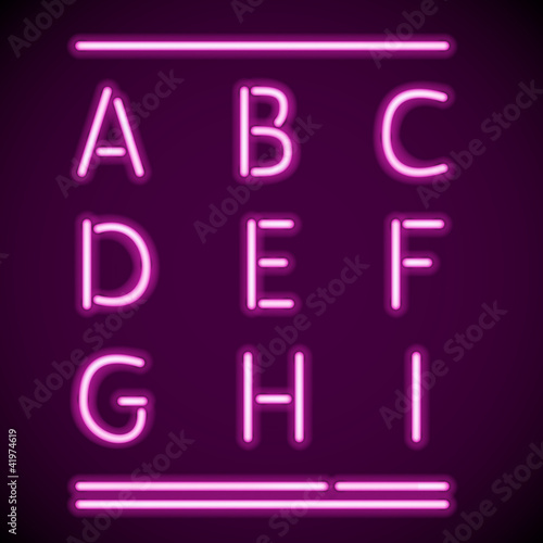 Board z aluminiowym obramowaniem Realistyczny alfabet neon, a-i