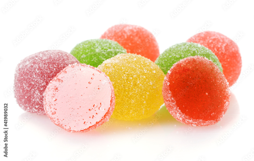colorful jelly candies isolated on white