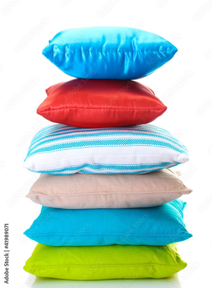 bright pillows isolated on white