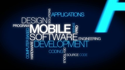 Wall Mural - mobile software development tag cloud video