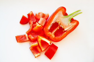  red pepper cutting - white background