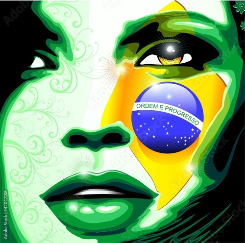 Board z aluminiowym obramowaniem Portret dziewczyna flaga brazylia-brazylia flaga dziewczyny portret