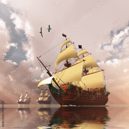 Foto-Doppelrollo - Ancient Ships (von Catmando)