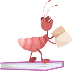 Sticker - Cute ant reading a book