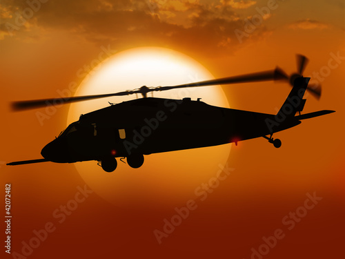 Fotoboard na płycie Helikopter i słońce