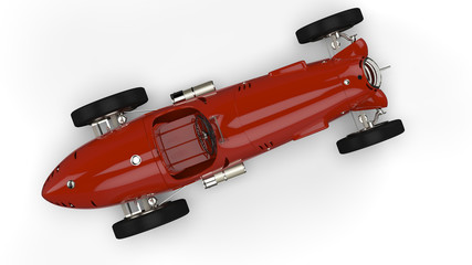 Wall Mural - Top view of a red old race car