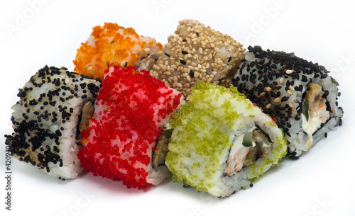 Tapeta ścienna Różne rodzaje sushi i sashimi