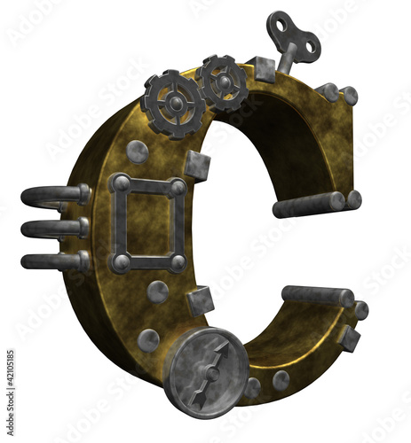 Obraz na płótnie canvas czteroczęściowy "tetraptyk" Steampunk litera c