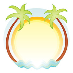 Wall Mural - Tropics symbol with palms sun and sea