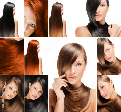 Fototapeta do kuchni collage of a beautiful woman wih long hair