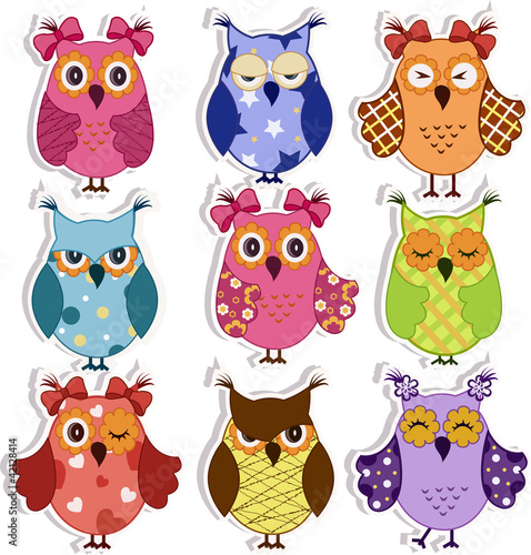 Naklejka dekoracyjna Cartoon owls