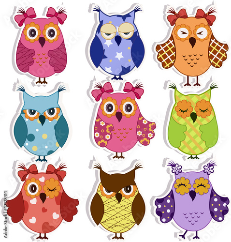 Fototapeta na wymiar Cartoon owls