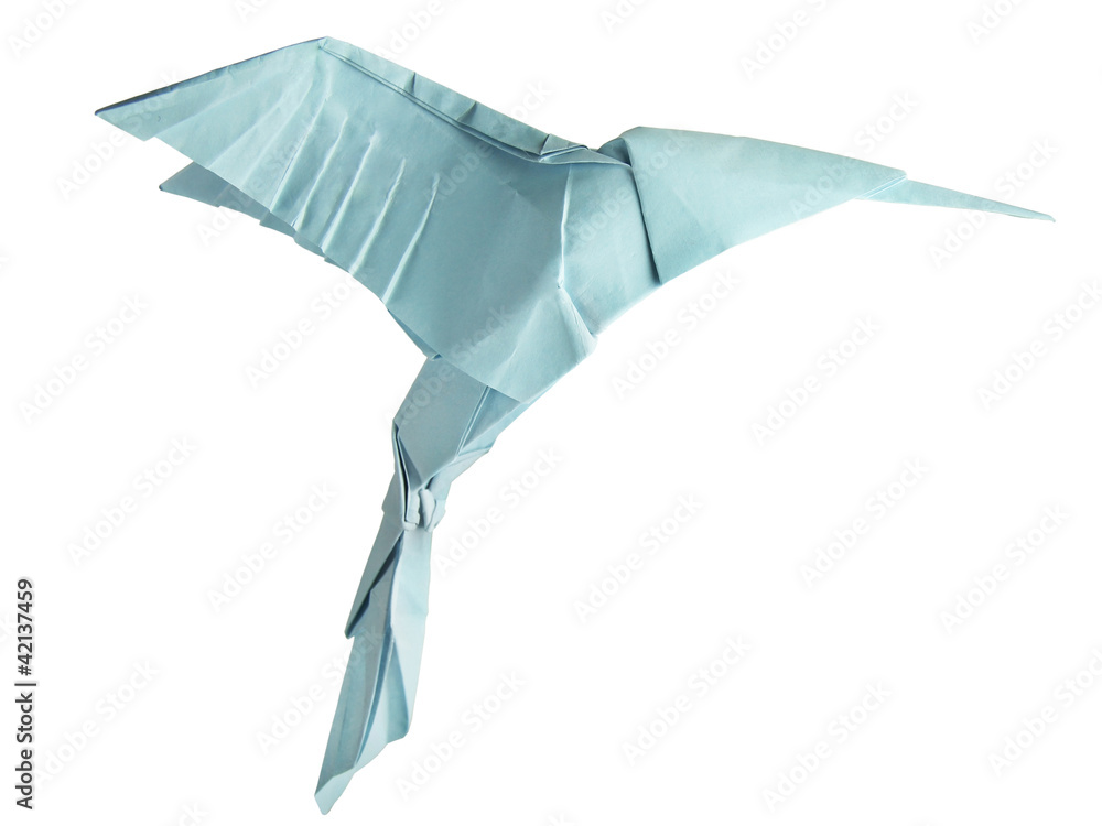 origami isolated hummingbird - obrazy, fototapety, plakaty 