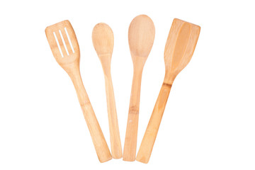 Isolated Wooden Kitchen Utensils